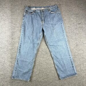 Open Trails Jeans Mens 40x28 Light Wash Blue Regular Fit Straight Leg Denim